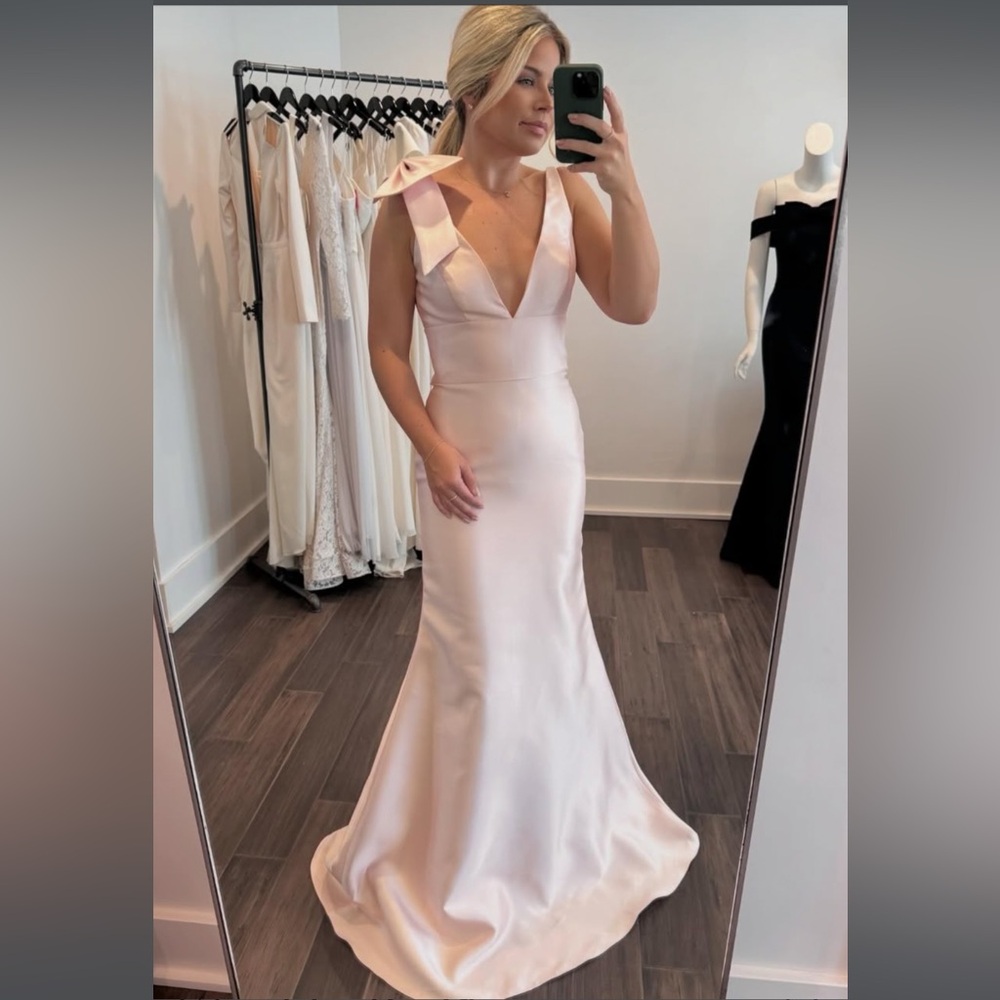 Lazaro Lucy Bow Gown in Petal Mikado